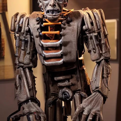 Prompt: animatronic Michael Richards, exposed mechanics, photo, Stan Winston studios, detailed, 4k