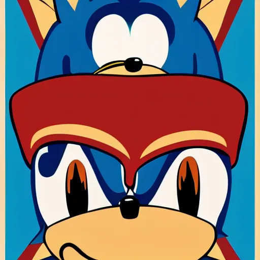 Prompt: sonic the hedgehog poster by shepard fairey