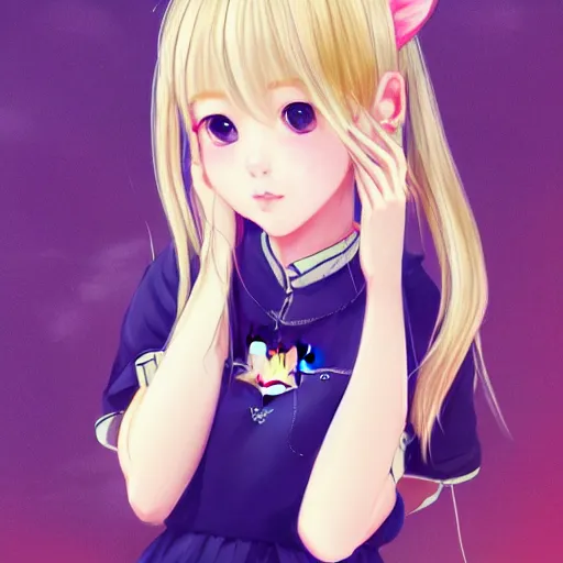 Image similar to realistic beautiful gorgeous natural cute Blackpink Lalisa Manoban blonde hair cute fur blonde cat ears in maid dress outfit golden eyes artwork drawn full HD 4K highest quality in artstyle by professional artists WLOP, Taejune Kim, Guweiz, ArtGerm on Artstation Pixiv