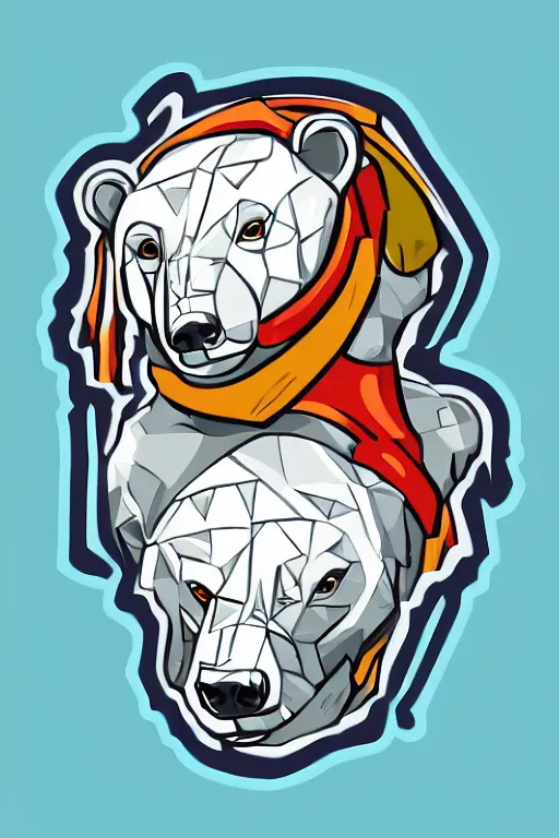 Image similar to Portrait of a polar bear, knight, medieval, sticker, colorful, illustration, highly detailed, simple, smooth and clean vector curves, no jagged lines, vector art, smooth