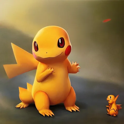 Image similar to highly realistic pokemon charmander, oil on canvas, intricate, portrait, 8 k highly professionally detailed, hdr, cgsociety