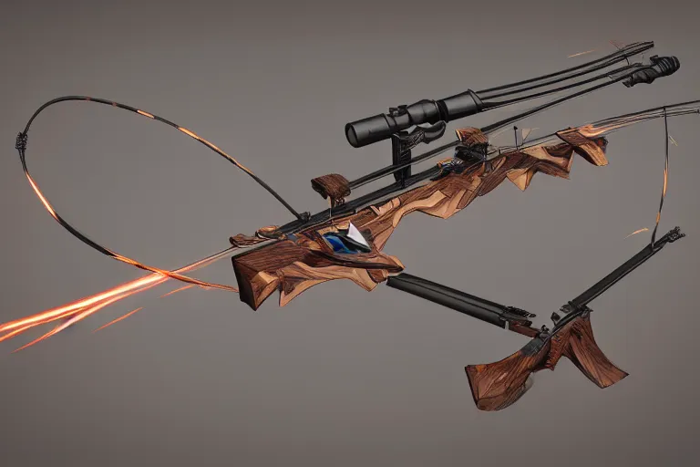 Prompt: a single lightning bolt crossbow made by pixar artists, concept art, intricate, 8 k