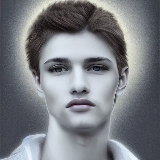 Prompt: male angel, realistic, high quality portrait