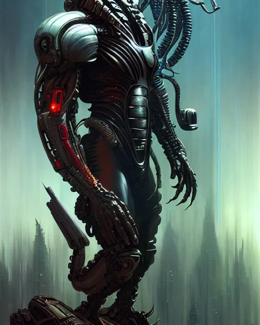 Prompt: the predator as a cyborg fantasy character portrait, ultra realistic, wide angle, intricate details, blade runner artifacts, highly detailed by peter mohrbacher, boris vallejo, hajime sorayama aaron horkey, gaston bussiere, craig mullins