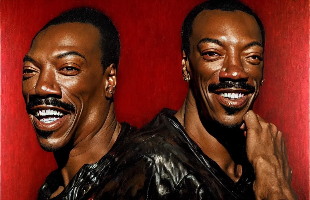 Image similar to portrait of eddie murphy!!!!!!!!!!!!!!!!!!!!!!!!!!!, detailed face, detailed painting,, epic lighting, by ilya repin, phil hale and kent williams