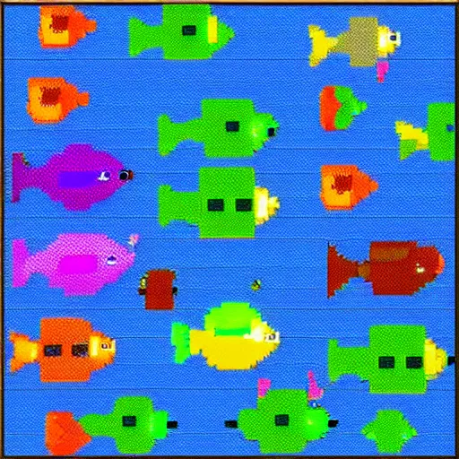 Image similar to pixel fish for video game