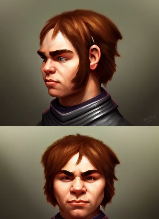 Prompt: symmetry!! oil painting digital art dungeons & dragons facial portrait of a halfling male cleric, with a ponytail!!, elegant, highly detailed, digital painting, artstation, concept art, sharp focus, illustration, art