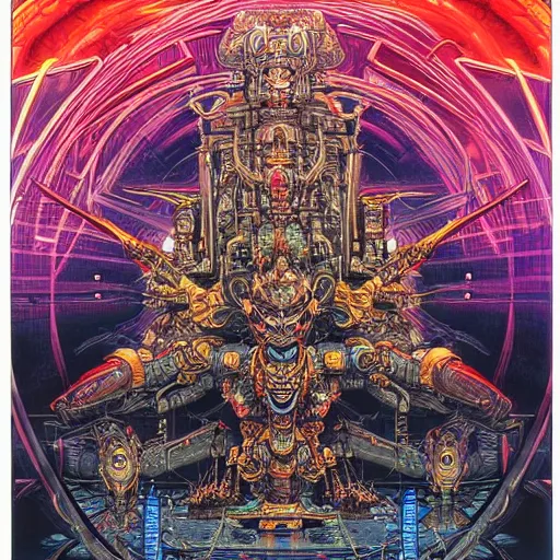 Image similar to cybertronic hindu temple, symmetrical, by yoichi hatakenaka, masamune shirow, josan gonzales and dan mumford, ayami kojima, takato yamamoto, barclay shaw, karol bak, yukito kishiro