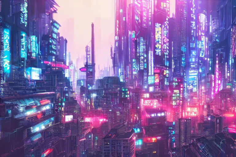 stunning panorama of neo-tokyo, a futuristic cyberpunk | Stable Diffusion