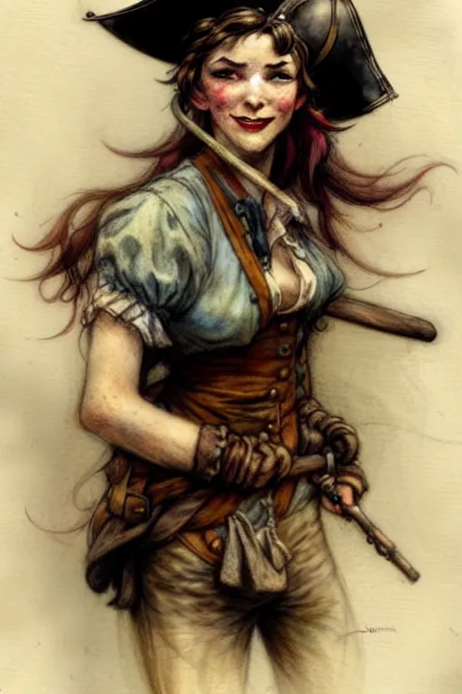 Image similar to (((((1950s pirate wench . muted colors.))))) by Jean-Baptiste Monge !!!!!!!!!!!!!!!!!!!!!!!!!!!