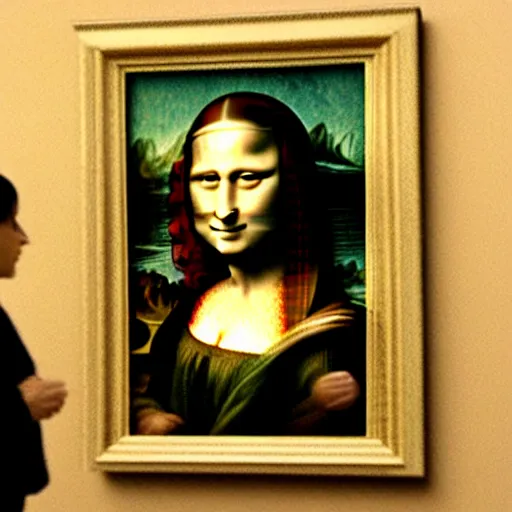Prompt: mona lisa streaming from her bedroom