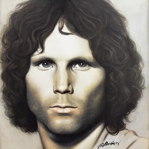 Prompt: portrait of jim morrison in style leonardo da vinciy