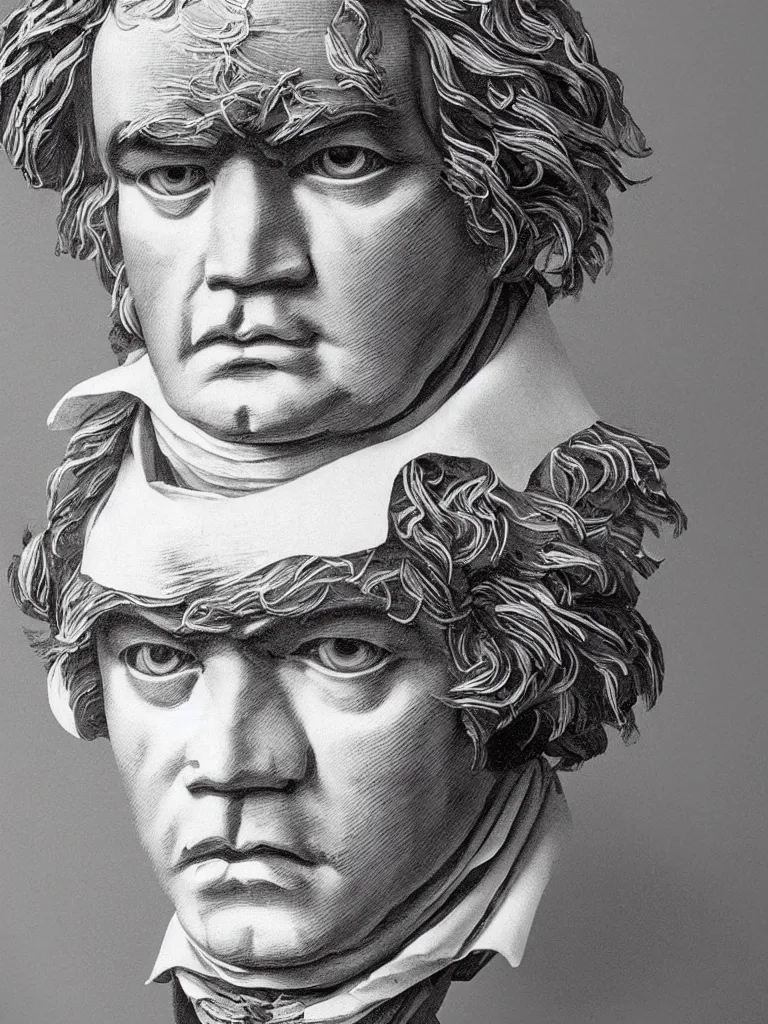 Prompt: portrait of beethoven made using wires only