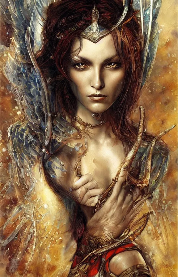 Image similar to a beautiful young medieval warrior, by karol bak, fine art, watercolor, technicolor, angelic