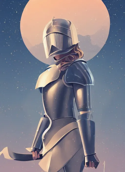 Image similar to a young woman in full plate armor holding her helmet. she is a knight. clean cel shaded vector art. shutterstock. behance hd by lois van baarle, artgerm, helen huang, by makoto shinkai and ilya kuvshinov, rossdraws, illustration, art by ilya kuvshinov