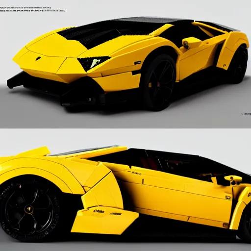 Image similar to a lamborghini. lego style, concept art. trending on artstation. in the style of thu berchs and eddie mendoza. dark background. cinematic. soft light. octane render. 8 k