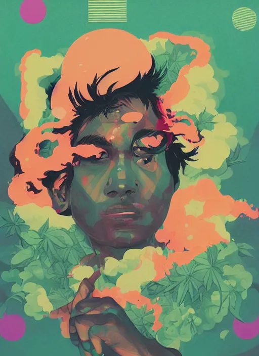 Image similar to profile picture by sachin teng x ofwgkta, marijuana, organic painting, hard edges, masterpiece, smoke clouds, asymmetrical, green, matte paint, energetic