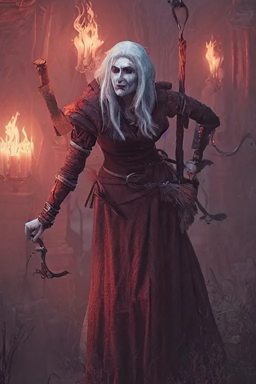 Image similar to the crones witches from the witcher 3 in the style of stefan kostic, realistic, sharp focus, 8 k high definition, insanely detailed, intricate, elegant, art by stanley lau and artgerm