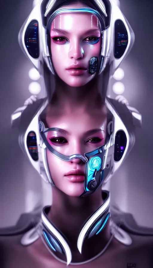 Image similar to face mask on beautiful woman face, cyberpunk art by kuno veeber, cgsociety, computer art, ultra detailed, futuristic, anime aesthetic