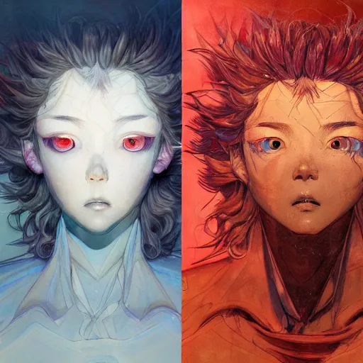 Image similar to prompt : ice character portrait soft light painted by james jean and katsuhiro otomo and erik jones, inspired by evangeleon anime, smooth face feature, intricate oil painting, high detail illustration, sharp high detail, manga and anime 1 9 9 9