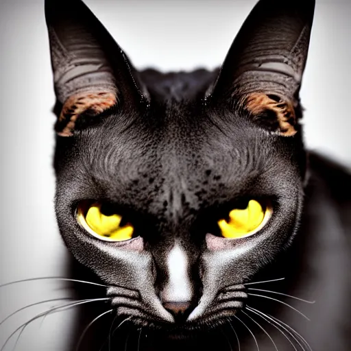 Image similar to a feline bat - cat - hybrid, animal photography