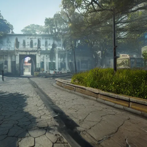 Image similar to grimdark curitiba, unreal engine, 8 k, ultra realistic, ultra detail, ray tracing