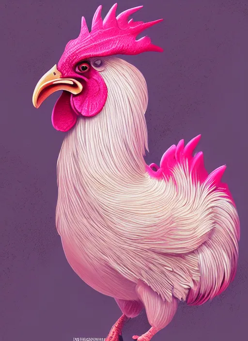 Image similar to rooster, pink, gorgeous, amazing, elegant, intricate, highly detailed, digital painting, artstation, concept art, sharp focus, illustration, art by ross tran