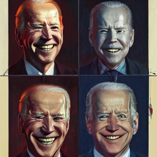 Image similar to terrifying, surreal portrait of joe biden by j. c. leyendecker, bosch, william blake, stephen gammell, jon mcnaughton, and beksinski