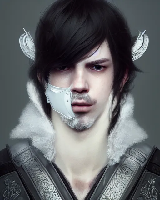 Prompt: male portrait, handsome, detailed white long hair, intricate assasin armor, hidden face mask, complex 3 d render by ilya kuvshinov, greg rutkowski, ross tran, ryohei hase, dramatic lighting, intricate, highly detailed, final fantasy, sharp focus, luminous, unreal engine 5 highly rendered, blender, deviant art, masterpiece, ray tracing