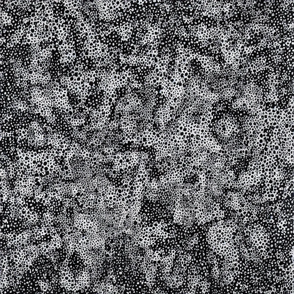 Image similar to camo made of teeth, smiling, abstract, rei kawakubo artwork, cryptic, dots, stipple, lines, splotch, color tearing, pitch bending, faceless people, dark, ominious, eerie, minimal, points, technical, old painting