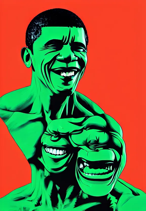 Image similar to Obama Hulk by Beeple with almost no Andy Warhol influence