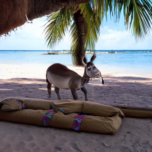 Image similar to donkey on a sunbed, tropical vacation