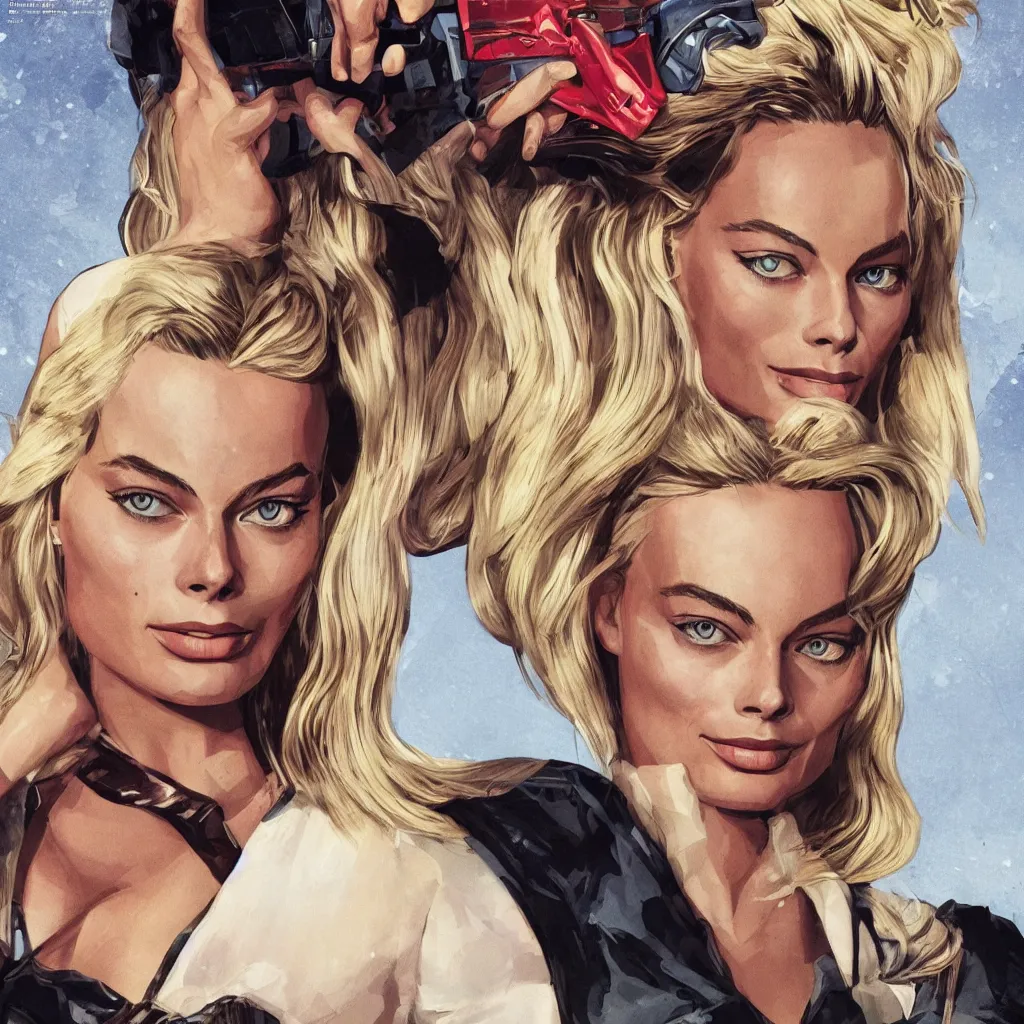 Image similar to margot robbie gta cover art