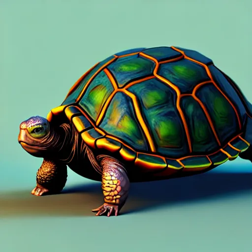 Image similar to Isometric 3D Fantasy turtle, Smoth 3D Illustration, Cinematic Matte Painting, soft render, Servando Lupini, handpaint texture, Blender, 3DCoat