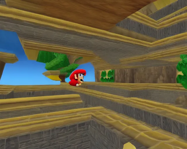 Image similar to jesus christ the redeemer super mario 6 4 level, screenshot from super mario 6 4