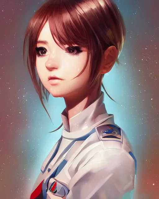 Image similar to portrait Anime space cadet girl cute-fine-face, pretty face, realistic shaded Perfect face, fine details. Anime. realistic shaded lighting by Ilya Kuvshinov Giuseppe Dangelico Pino and Michael Garmash and Rob Rey, IAMAG premiere, aaaa achievement collection, elegant freckles, fabulous