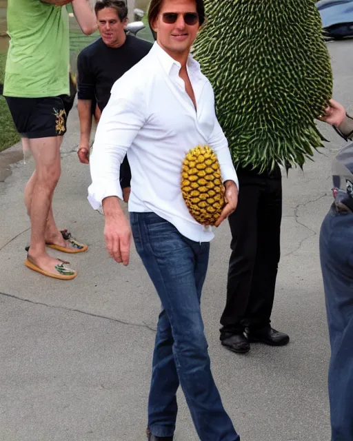 Prompt: tom cruise wearing a pineapple costume