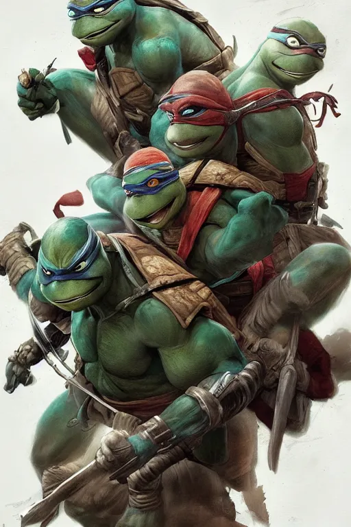 Image similar to teenage mutant ninja turtle, Leonardo, marvel, dark, intricate, highly detailed, smooth, artstation, digital illustration by Ruan Jia and Mandy Jurgens and Artgerm and Wayne Barlowe and Greg Rutkowski and Zdislav Beksinski