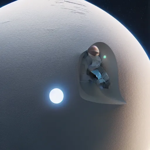 Image similar to an astronaut looking at a huge white sphere in the sky, intricate artwork by tooth wu and wlop and beeple, octane render, hyper realism, 8 k