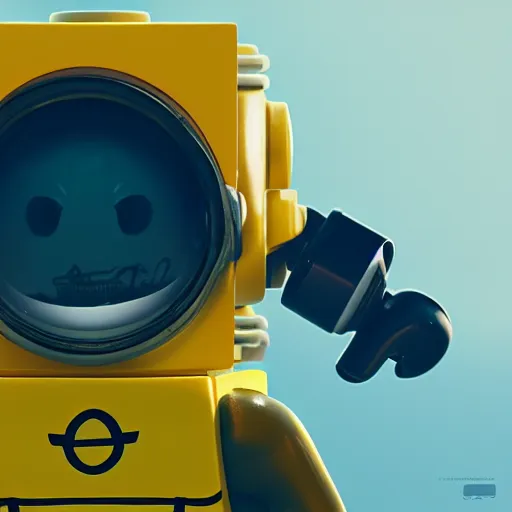 Image similar to lego minion astronaut in the spaceship by goro fujita, by beeple, realism, sharp details, cinematic, highly detailed, digital, 3 d, yellow colors