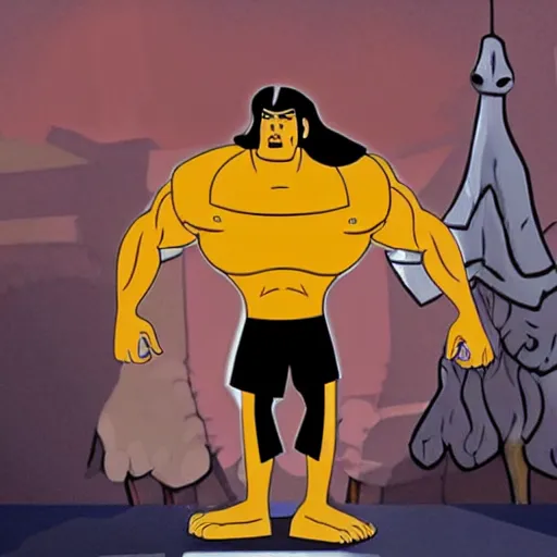 Prompt: the great khali as a cartoon network character