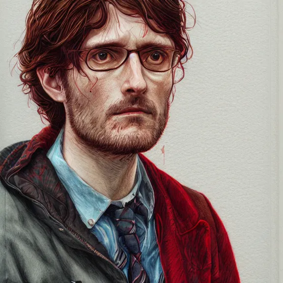 Image similar to will graham, dark, red, by martine johanna, golden ratio, environment, hyper detail, concept artbook, ealistic, photorealistic,