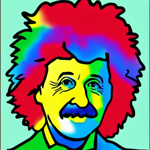 Image similar to rainbow einstein. pop art