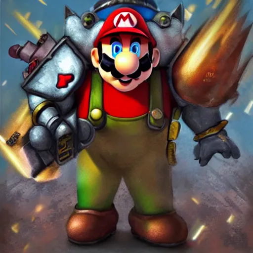 Image similar to super mario in warhammer 4 0 k