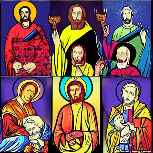 Image similar to religion based on memes pop art