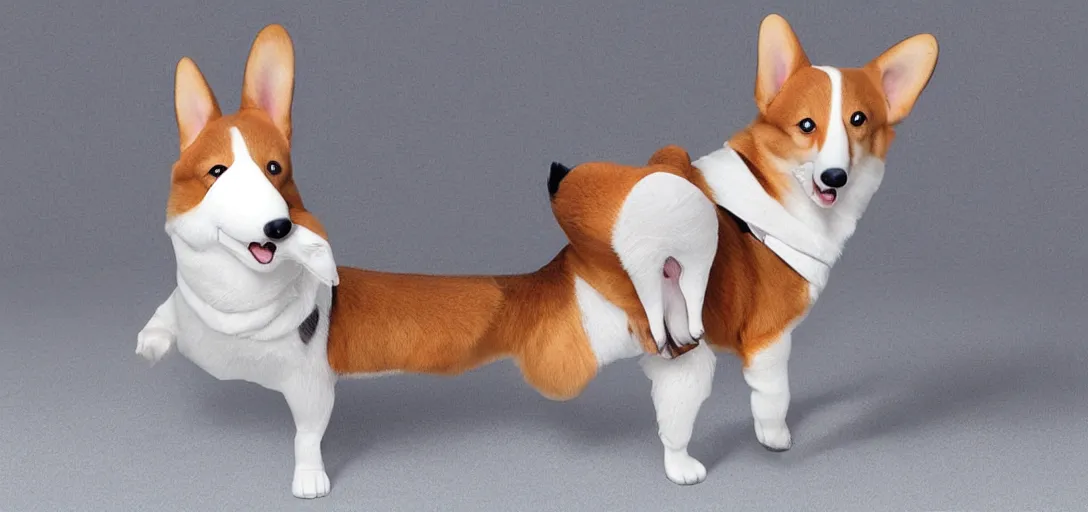 Prompt: realistic corgi wearing lululemons yoga pants doing yoga