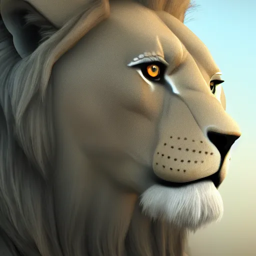 Image similar to a man with a lion head, zoom out, smooth, 8k, unreal engine 5, digital art