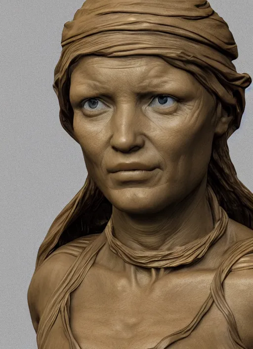 Prompt: 3D resin miniature sculpture by Jean-Baptiste Carpeaux and Donatello, woman, prefect symmetrical face, academic art, realistic, 8K, Introduction factory photo, Product Introduction Photo, Hyperrealism. Subsurface scattering, raytracing, Octane Render, Zbrush, simple background