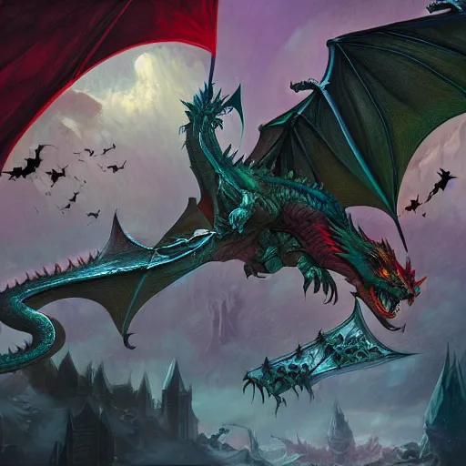 vampire dragon colorful, fantasy, intricate, highly, Stable Diffusion