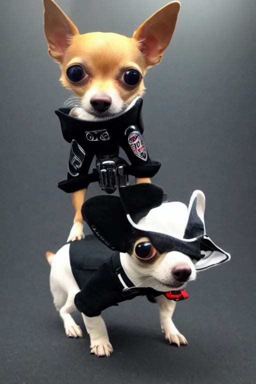 Prompt: a Chihuahua holding a lightsaber,dressing like Stormtrooper,futuristic style.unnreal engine